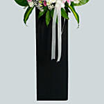 Peace Of Mind Condolence Mixed Flowers Black Stand