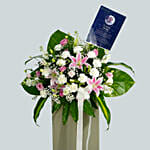 Peace Of Mind Condolence Mixed Flowers Grey Stand