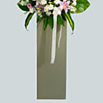 Peace Of Mind Condolence Mixed Flowers Grey Stand