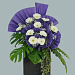 Rest In Heaven Condolence Mixed Flowers Black Stand