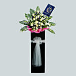 Rest In Peace Condolence Mixed Flowers Black Stand