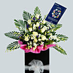 Rest In Peace Condolence Mixed Flowers Black Stand