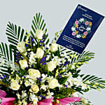 Rest In Peace Condolence Mixed Flowers Black Stand