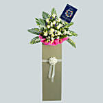 Rest In Peace Condolence Mixed Flowers Grey Stand