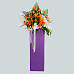 Vibrant Mixed Flowers Purple Cardboard Stand