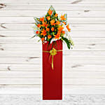 Vibrant Mixed Flowers Red Cardboard Stand