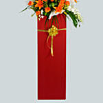 Vibrant Mixed Flowers Red Cardboard Stand