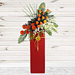 Beautiful Mixed Flowers Red Cardboard Stand