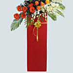 Beautiful Mixed Flowers Red Cardboard Stand