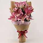 5 Oriental Pink Lilies Bunch