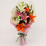 Attractive Mixed Asiatic Lilies Bunch
