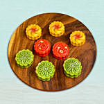 Mini Assorted Mooncakes With Purple Orchid Plant