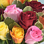 Mixed Roses Arrangement In A Glass Vase