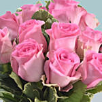 Vase Of 12 Delicate Pink Roses
