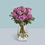 Vase Of 12 Mystic Purple Roses