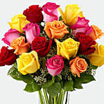 Vase Of 12 Vivid Roses