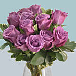 Vase Of 18 Mystic Purple Roses
