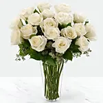 Vase Of Elegant 12 White Roses