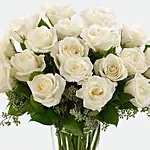 Vase Of Elegant 12 White Roses