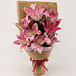 5 Oriental Pink Lilies Bunch