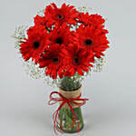 Blooming Red Gerbera Vase Arrangement