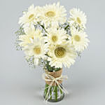 Blooming White Gerbera Vase Arrangement