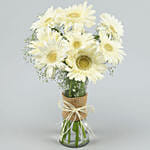 Blooming White Gerbera Vase Arrangement
