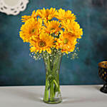 Blooming Yellow Gerbera Vase Arrangement