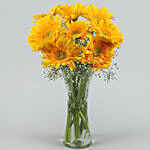 Blooming Yellow Gerbera Vase Arrangement