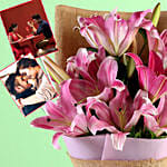 Personalised Oriental Pink Lilies Bunch