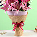 Personalised Oriental Pink Lilies Bunch