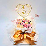 Floral Vanilla Money Pulling Bouquet Cake