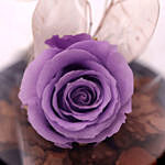Chocolate Cake & Purple Forever Rose In Glass Dome