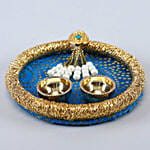 Bhai Dooj Blue Wooden Thali