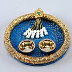 Bhai Dooj Blue Wooden Thali
