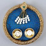 Bhai Dooj Blue Wooden Thali