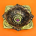 Gold Flower Shaped Diya 7 Inches