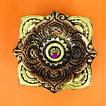 Gold Flower Shaped Diya 7 Inches