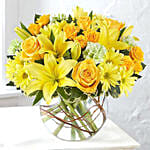 Charming Flowers Arrangement In Fish Bowl Vase