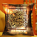 Colourful Happy New Year Personalised Led Cushion