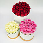 Trio Of Roses Arrangement In Boxes