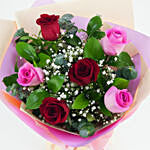 3 Pink & 3 Red Lovely Roses Bouquet