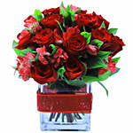 Dazzling Roses & Alstroemeria Vase Arrangement