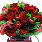Dazzling Roses & Alstroemeria Vase Arrangement