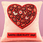 Happy Chocolate Day Greetings Printed Cushion