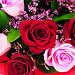 10 Pink & 10 Red Roses Bouquet With I Love You Table Top