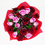 10 Pink & 10 Red Roses Bouquet With Mini Moet Champagne 200 Ml
