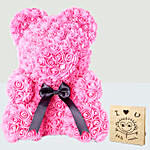 Artificial Roses Pink Teddy Bear With I Love You Table Top For Valentines