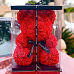 Artificial Roses Red Teddy Bear With I Love You Table Top For Valentines