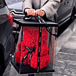 Artificial Roses Red Teddy Bear With Mini Moet Champagne 200 Ml For Valentines